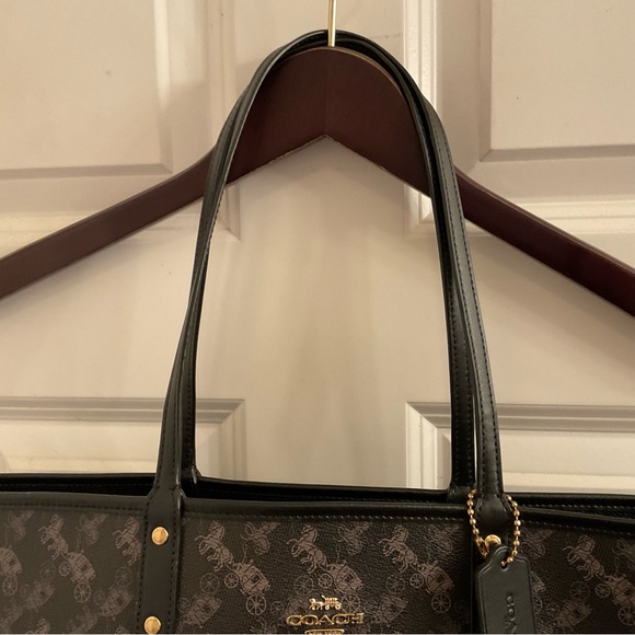 Coach Horse & Carriage Print Reversible City Tote - Black - Picture 5 of 15